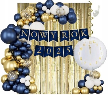 NOWY ROK balony zestaw dekoracje na Sylwestra