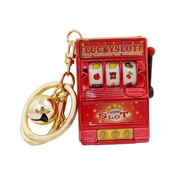 Банк Lucky Slot Machine с вращающимся барабаном. Компактный фруктовый игровой автомат красного цвета.