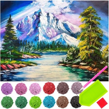 Mozaika Diamentowa Haft Diamentowy DIAMOND PAINTING 30x40 5D GÓRY