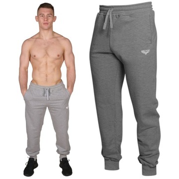 BELTOR BW SPODNIE DRESOWE DRESY SZARE MELANŻ S HAWK SWEATPANTS LOGO