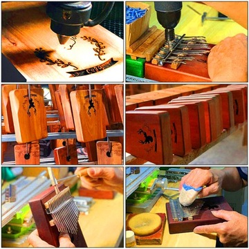 Kalimba drewniana INSTRUMENT AFRYKAŃSKI MUZYCZNY PIANINO 21 mahoń