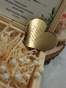 Сувенир святого причастия-президента, коробка. Розарий и сердце