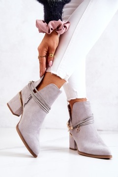 БОТИНКИ HIT SEASTAR НА ВЫСОКОМ КАБЛУКЕ, СЕРАЯ ЗАМША, R40