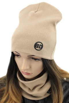 KOMPLET DAMSKI KOMIN CZAPKA DAMSKA tuba beanie