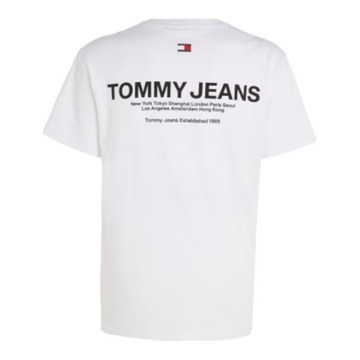 TOMMY HILFIGER KOSZULKA MĘSKA T-SHIRT TJM CLASSIC LINEAR BACK BIAŁA r.L