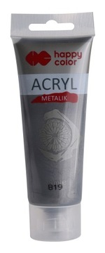 Farba akrylowa 75ml czarne srebro Happy Color 819