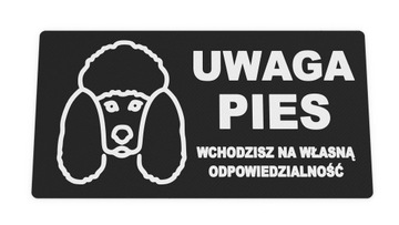 Tabliczka Uwaga Pies Pudel Zły Groźny plastik