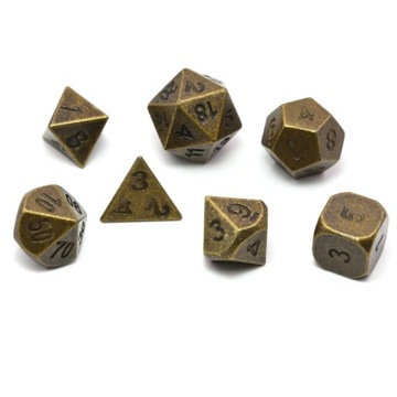KOŚCI ZŁOTE SZCZĘŚCIA - METALOWY ZESTAW 7 KOŚCI KOSTEK RPG