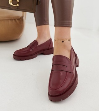 Бордовые женские классические лоферы, туфли 27783, размер 38