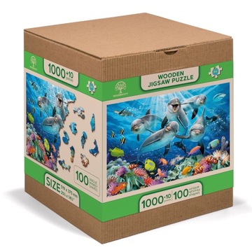 Drewniane Puzzle z figurkami - Szczęśliwe delfiny, 1010 elementów