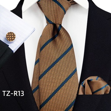 KRAWAT POSZETKA SPINKI DO MANKIETÓW VINTAGE CASUAL BRYTYJSKI STYL