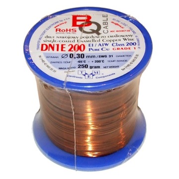 Drut nawojowy DN1E 200 ⌀ 0,30 mm Masa : 250g