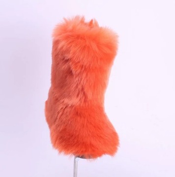 43a7New Fashion Fox Fur Woman Snow Bots Rainbow Multiecolor Lady Winter Boo