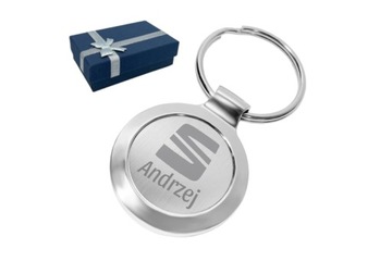 Круглый металлический брелок с ГРАВИРОВАННЫМ текстом-логотипом подарочного брелка