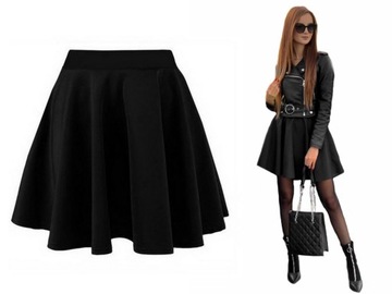 Czerwona SPÓDNICZKA rozkloszowana z KOŁA na ZAMEK różne KOLORY XS (34)