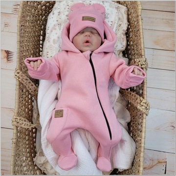 Комбинезон из утепленного свитшота + румяная шапка 56