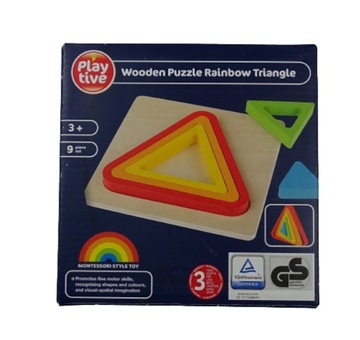 Drewniane puzzle tęczowe trójkąt Playtive