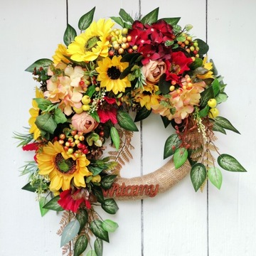 Осенний дверной венок ПОДСОЛНУХИ, большой, 45 см