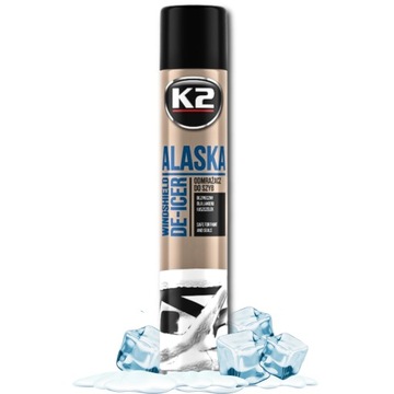 K2 ALASKA ODMRAŻACZ SZYB LUSTEREK SAMOCHODOWYCH AUTA śnieg lód -70°C 75OML