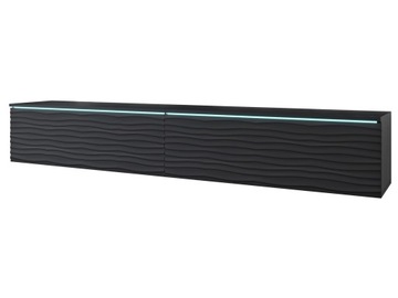 Lowboard APOLLO II szafka RTV 180cm półka pod TV, komoda MDF, fala