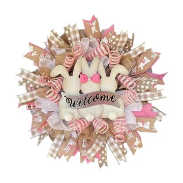 Round Easter Bunny Wreath Spring Garland Window