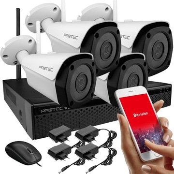 KOMPLETNY ZESTAW MONITORINGU 4 KAMERY 5Mpx WiFi