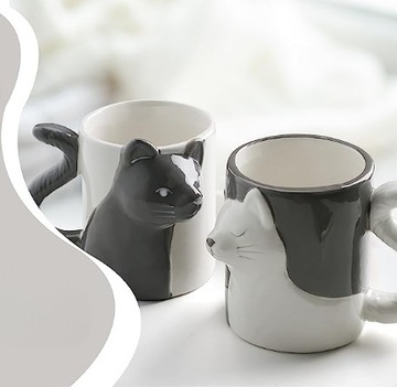 Zestaw Kubków Całujące się Koty na Walentynki Romantyczny Prezent Dla Par