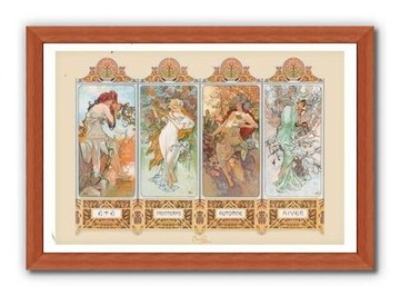 Альфонс Муха Времена года - постер для гостиной отеля