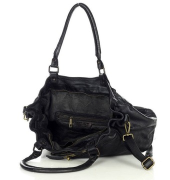 Skórzana torba damska shopperka czarna biznesowa - MARCO MAZZINI v205a