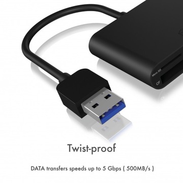 Адаптер ICY BOX USB 3.2 — CompactFlash, SD, microSD