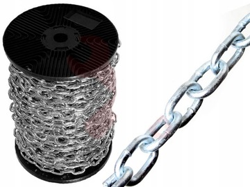ŁAŃCUCH METALOWY gospodarczy fi 5 mm ocynkowany D1 D-1 ocynk 50 m ROLKA !