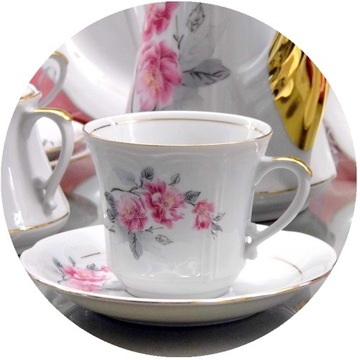 536 SERWIS KAWOWY 6/18 KAMELIA CHODZIEŻ PORCELANA