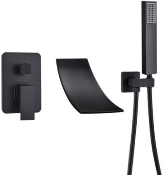 KRAN BATERIA WANNOWA EFEKT WODOSPADU CZARNY MAT v5