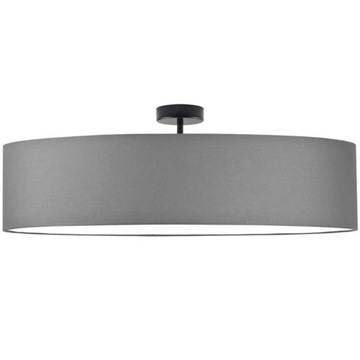 Lampa plafon sufitowa wisząca żyrandol walec abażur zwis LED E27 szara 80cm