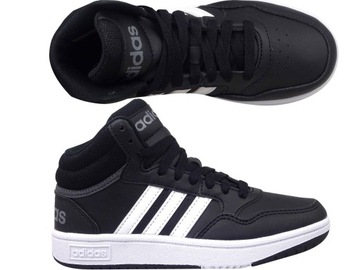 ADIDAS HOOPS MID 3.0 K GW0402 BUTY DZIECIĘCE TRAMPKI CZARNE WYSOKIE