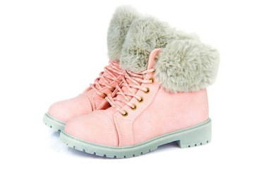 РОЗОВЫЕ ЗИМНИЕ УТЕПЛЕННЫЕ БОТИНКИ, размер 38