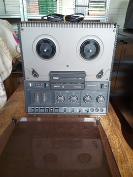 MAGNETOFON SZPULOWY PHILIPS N 4504 Z KLAPĄ PRZECIWKURZOWĄ