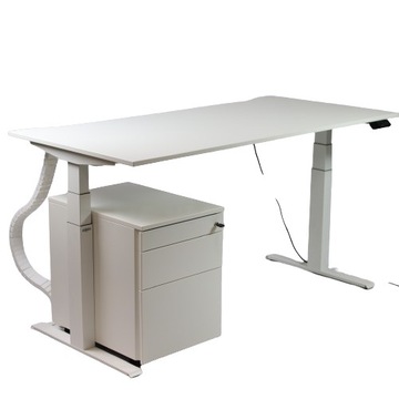 Biurko TECHO 160 x 80 białe elektryczne + roll kontener