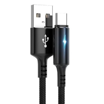 Black 2m Led Light 5a Type C Cable Fast Charging Usb C Cable For Xiao Cable