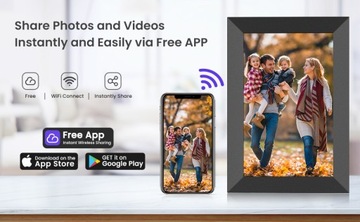 Цифровая фоторамка 10,1 дюйма, Wi-Fi, 1280x800, 16+32 ГБ