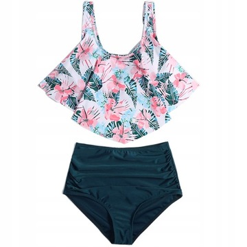 ЖЕНСКИЙ КУПАЛЬНЫЙ КОСТЮМ ИЗ ДВУХ ЧАСТЕЙ С ВЫСОКОЙ ПОСАДКОЙ, РАЗНОЦВЕТНЫЙ M