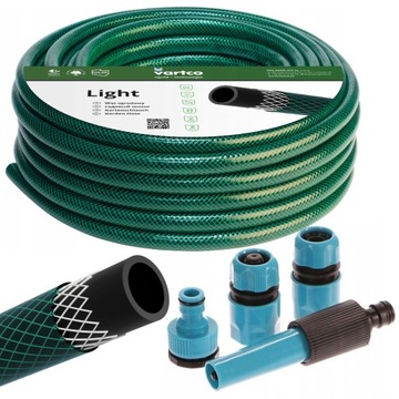 WĄŻ OGRODOWY 3-WARSTWOWY 25BAR 3/4 10M + ZESTAW KOŃCÓWEK ZRASZACZ POLSKI