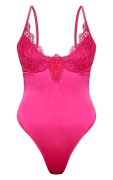 PRETTYLITTLETHING KSA РОЗОВОЕ КРУЖЕВНОЕ БОДИ, размер 32