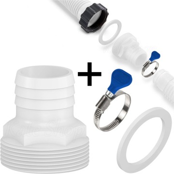 Redukcja Złączka Adapter Basenu 38x38mm z Gwintem 60mm + OPASKA USZCZELKA