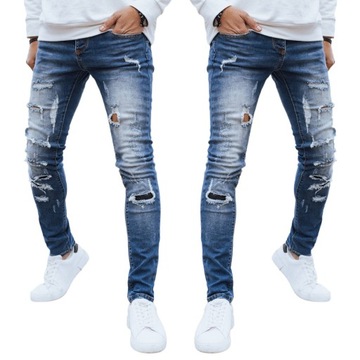 MĘSKIE SPODNIE JEANSOWE DZIURY PRZETARCIA NIEBIESKIE ux4226 - 31