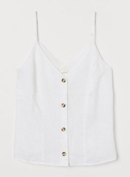 H&M lniany top w serek PREMIUM 34 XS N179