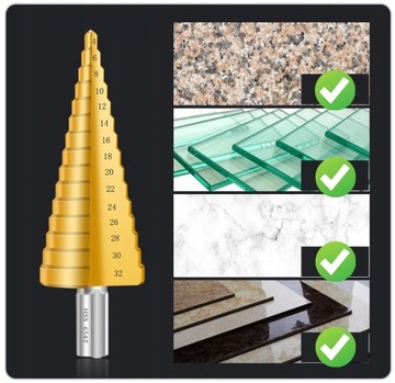 СВЕРЛА СТУПЕНЧАТЫЕ КОНИЧЕСКИЕ СВЕРЛА НАБОР 3 шт. TYTAN HSS 4-32 ДЕРЕВЯННЫЙ КОРПУС