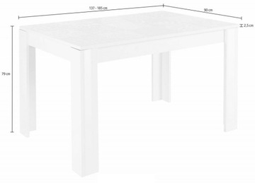 Раздвижной стол, белый, глянцевый лак, 137x90, для гостиной Vernis.