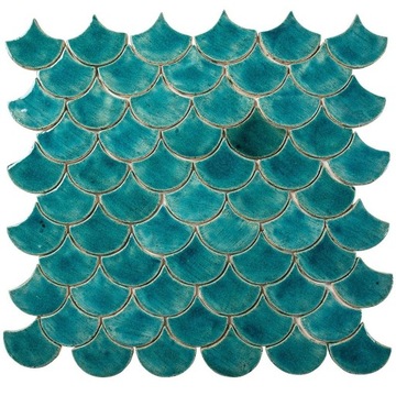 Ceramiczne płytki Rybia Łuska - zestaw płytek kolorowych - Turkusowe Cenote