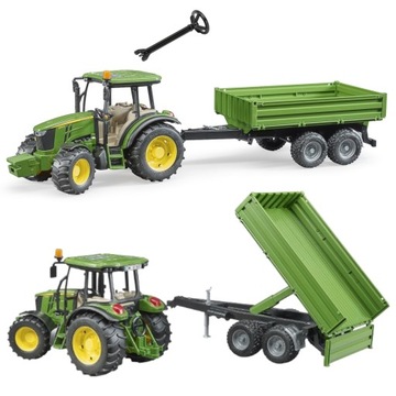 Bruder 02108 traktor John Deere 5115M z przyczepą